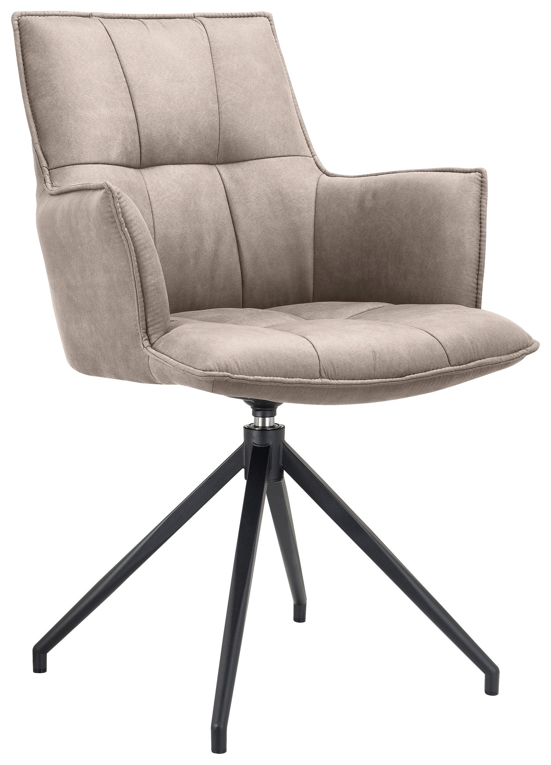 ARMLEHNSTUHL  Typenauswahl, Sitzfläche 360° drehbar, automatische Rückholfunktion Mikrofaser  Schwarz, Taupe  - Taupe/Schwarz, Design, Textil/Metall (59/89,5/63cm) - Novel
