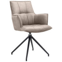 ARMLEHNSTUHL  Typenauswahl, Sitzfläche 360° drehbar, automatische Rückholfunktion Mikrofaser  Schwarz, Taupe  - Taupe/Schwarz, Design, Textil/Metall (59/89,5/63cm) - Novel