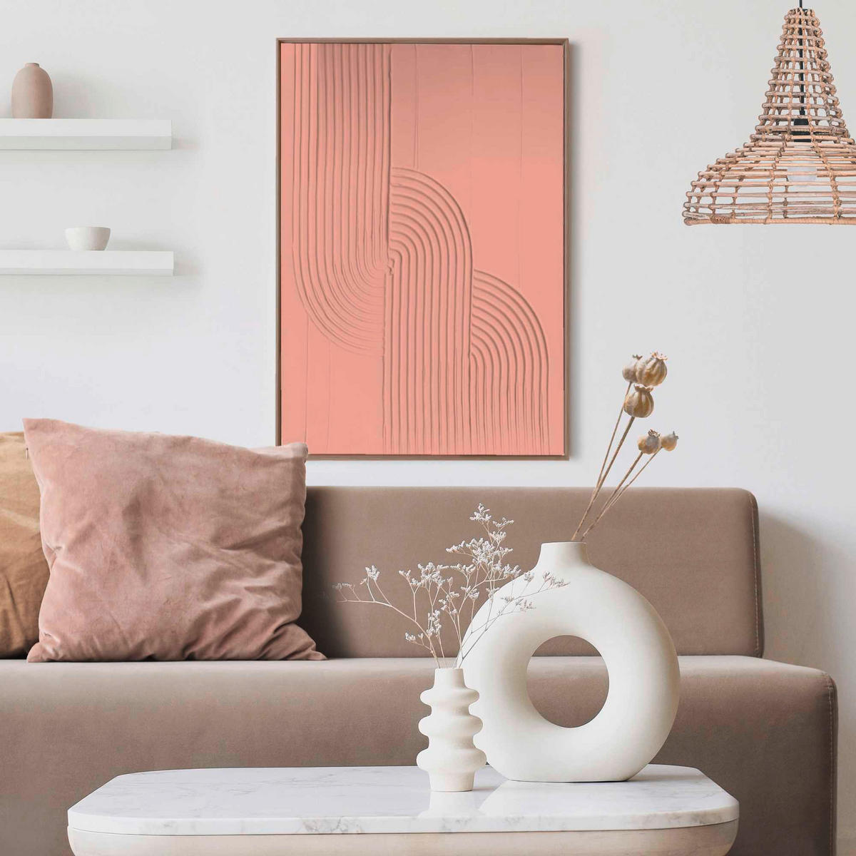 UNIKAT Abstraktes 50/70/3 cm  - Terracotta/Schwarz, Basics, Holz (50/70/3cm) - Reinders!