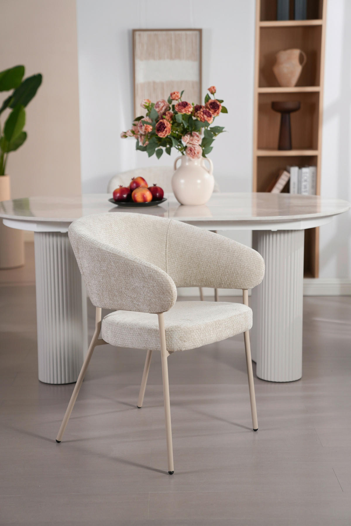 ARMLEHNSTUHL  in Eisen Chenille  - Beige, LIFESTYLE, Holz/Textil (60/81/60cm) - Livetastic