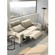 2,5-SITZER in Leder Creme  - Creme/Schwarz, Design, Leder/Metall (200/102/92cm) - Johann Jakob