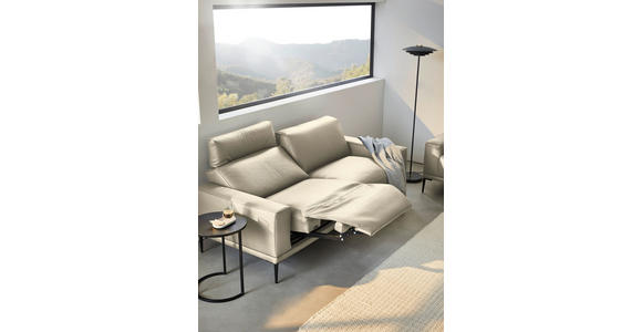 2,5-SITZER in Leder Creme - Creme/Schwarz, Design, Leder/Metall (200/102/92cm) - Johann Jakob