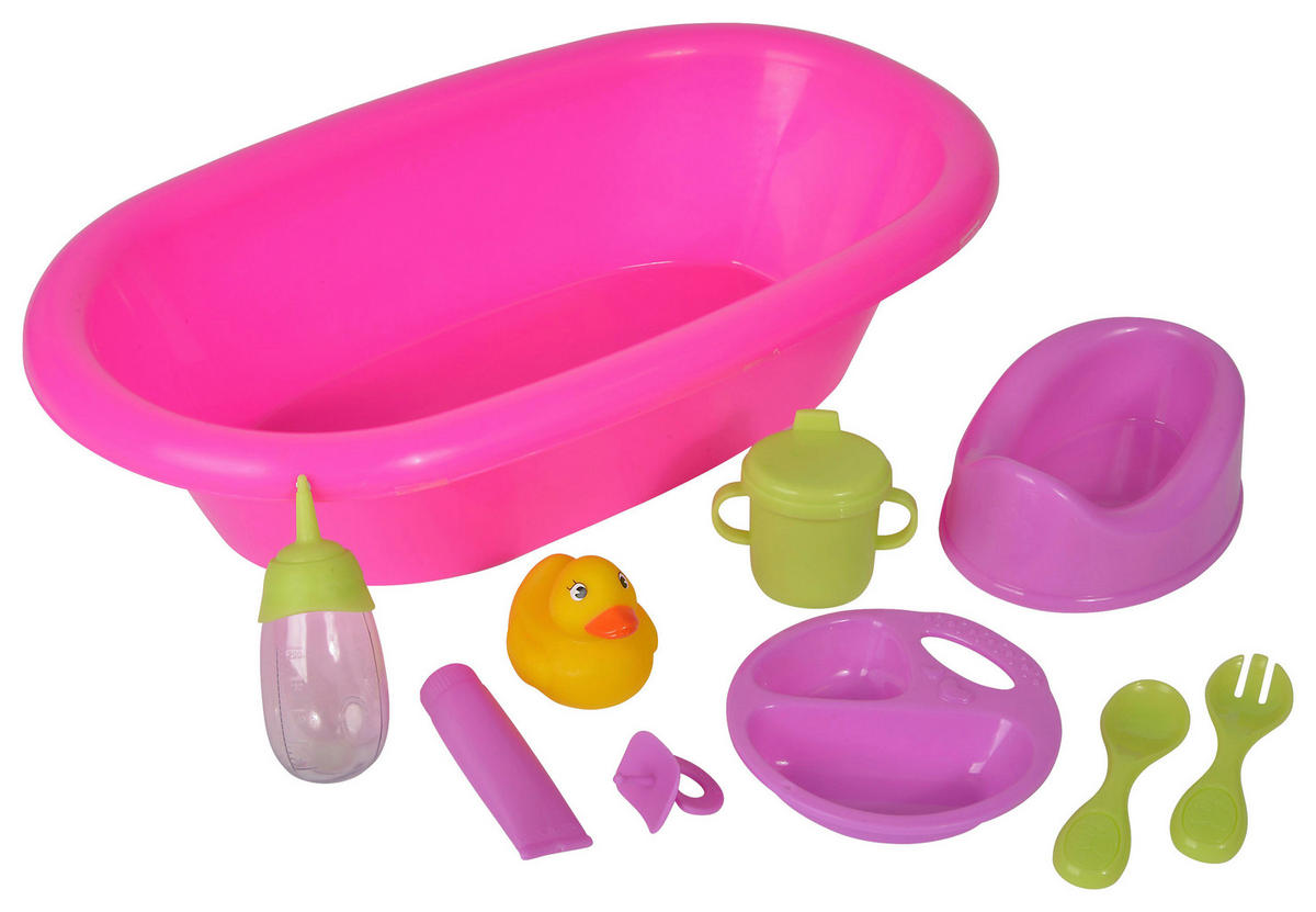PUPPENBADEWANNE - Pink/Transparent, Basics, Papier/Kunststoff (73.5/22/30.5cm) - Simba