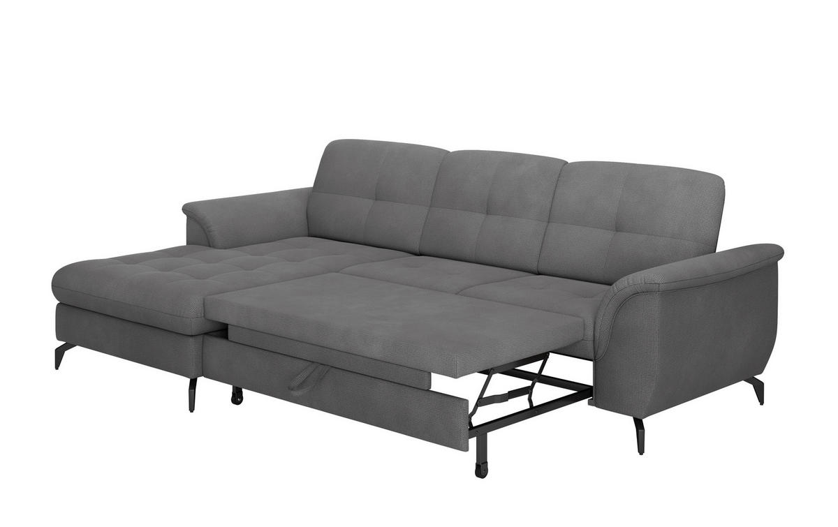 ECKSOFA ZORA E Grau Flachgewebe  - Schwarz/Grau, MODERN, Textil/Metall (164/262cm) - Sit & More