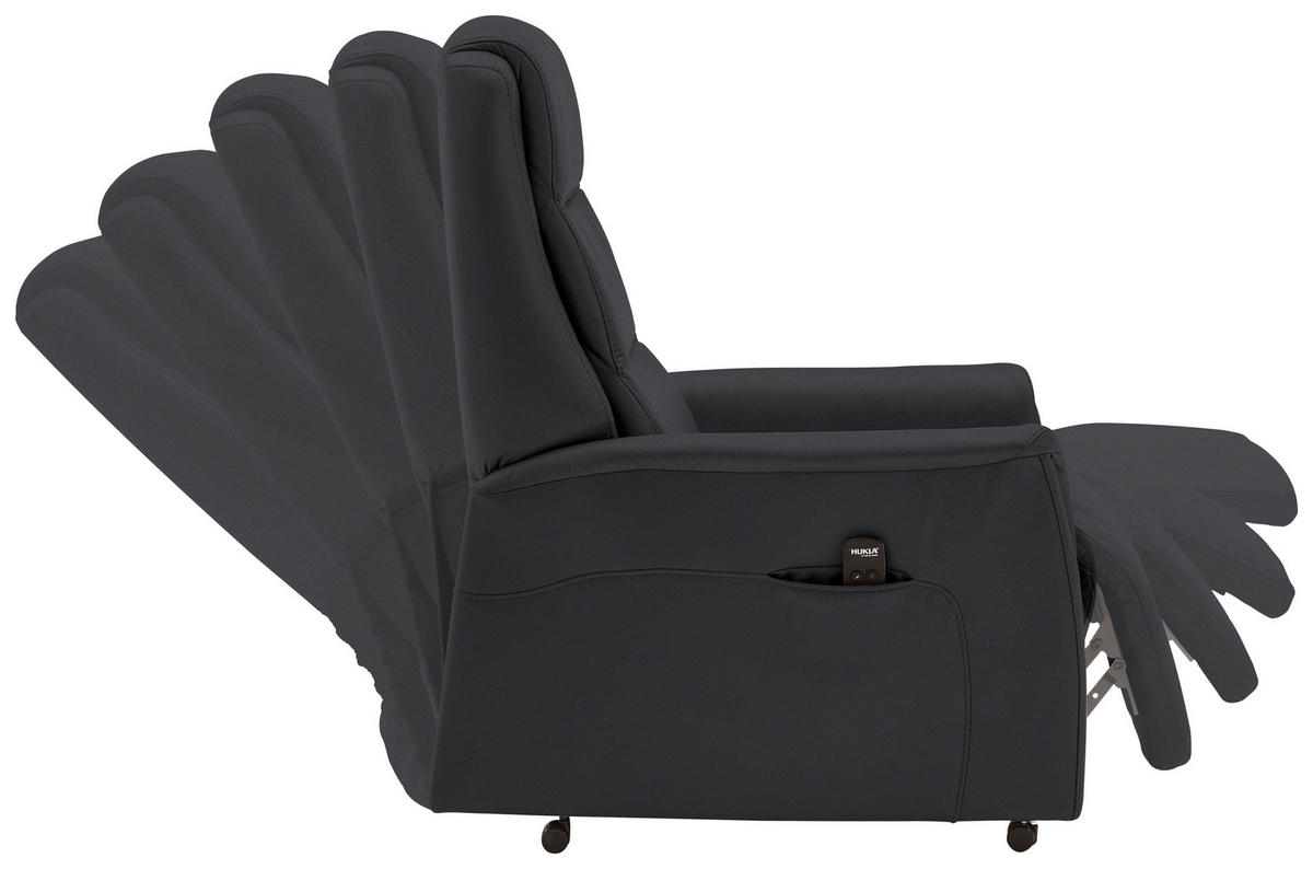 FERNSEHSESSEL Valdera  mit Relaxfunktion, Aufstehhilfe, Rücken echt Echtleder Anthrazit  - Anthrazit/Schwarz, KONVENTIONELL, Leder/Kunststoff (70/107/88cm) - Livetastic