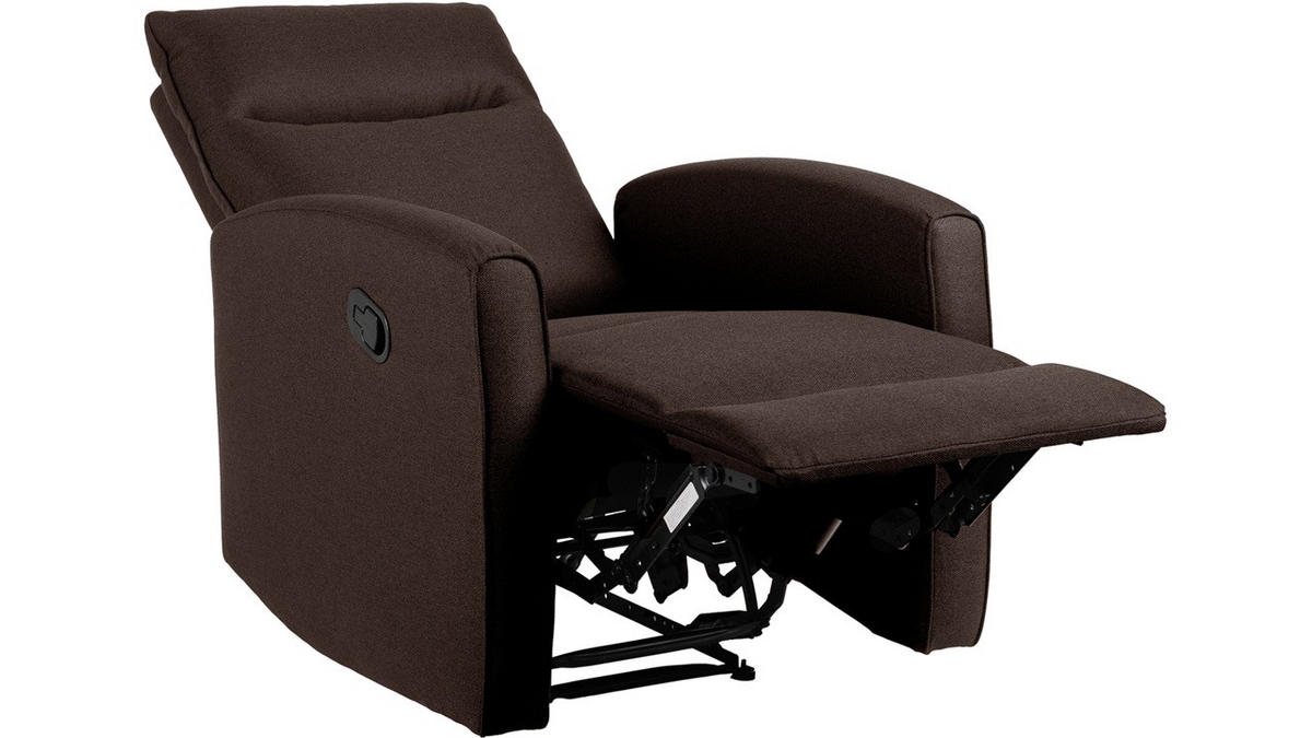 RELAXFÅTÖLJ i trä, metall, textil brun  - brun, Klassisk, metall/trä (91/103/75cm) - Best Price