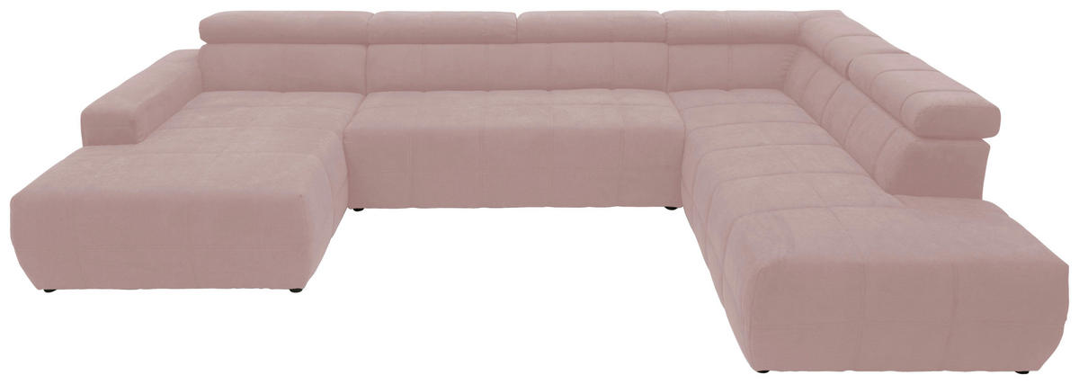 WOHNLANDSCHAFT in Mikrofaser Rosa  - Schwarz/Rosa, Design, Kunststoff/Textil (175/359/228cm) - MID.YOU