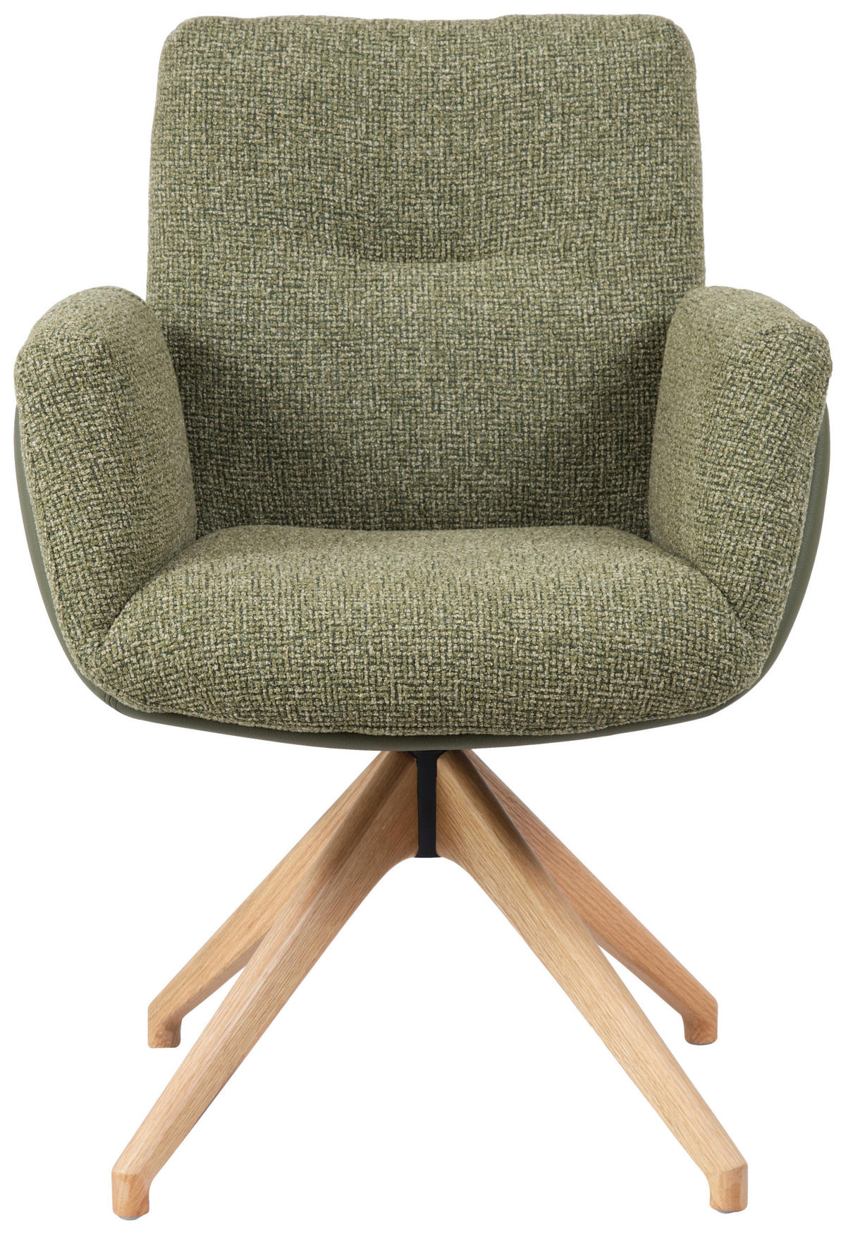 ARMLEHNSTUHL  Sitzfläche 360° drehbar, automatische Rückholfunktion Webstoff  Grün, Eichefarben  - Eichefarben/Grün, Design, Holz/Textil (62/89/66,5cm) - Johann Jakob