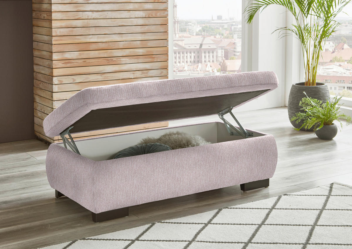 ECKSOFA in Flachgewebe Hellrosa  - Hellrosa/Schwarz, Design, Textil/Metall (174/297cm) - Beldomo Style