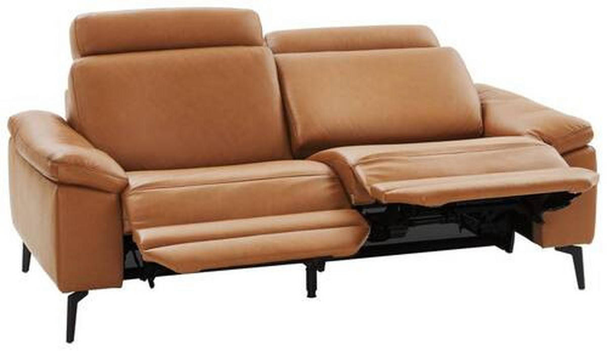 2,5-SITZER in Leder Cognac  - Cognac/Schwarz, Design, Leder/Metall (196/88/100cm) - Valdera