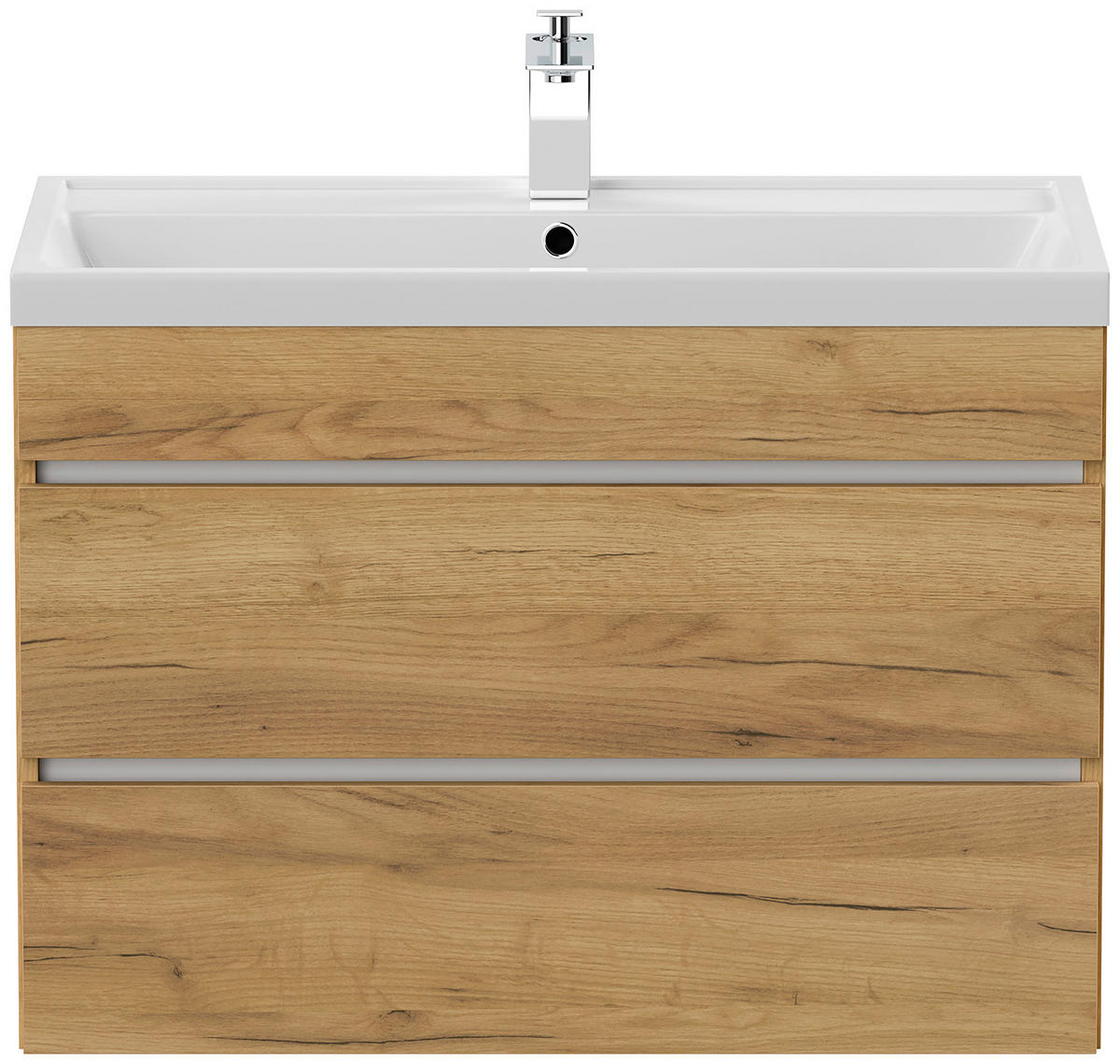 WASCHTISCHKOMBI 80 cm  - Eichefarben/Weiß, Trend, Holzwerkstoff/Stein (80cm) - MID.YOU