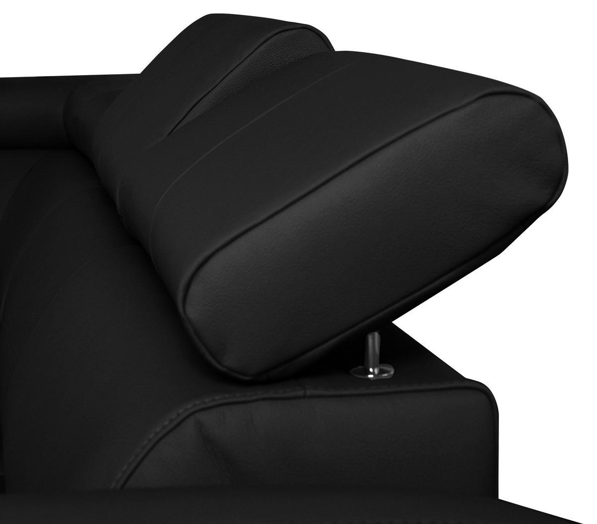 WOHNLANDSCHAFT in Lederlook Echtleder Schwarz  - Chromfarben/Schwarz, Design, Leder/Textil (208/315/175cm) - Livetastic