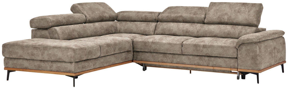 ECKSOFA in Lederlook Hellbraun  - Hellbraun/Schwarz, Natur, Holz/Textil (226/282cm) - Novel