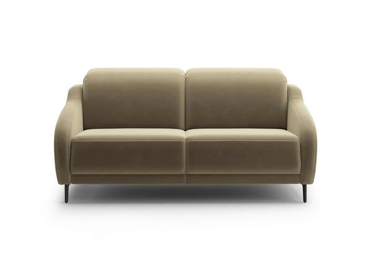 2,5-SITZER in Samt Olivgrün  - Schwarz/Olivgrün, MODERN, Textil/Metall (172/93/104cm) - Sit & More
