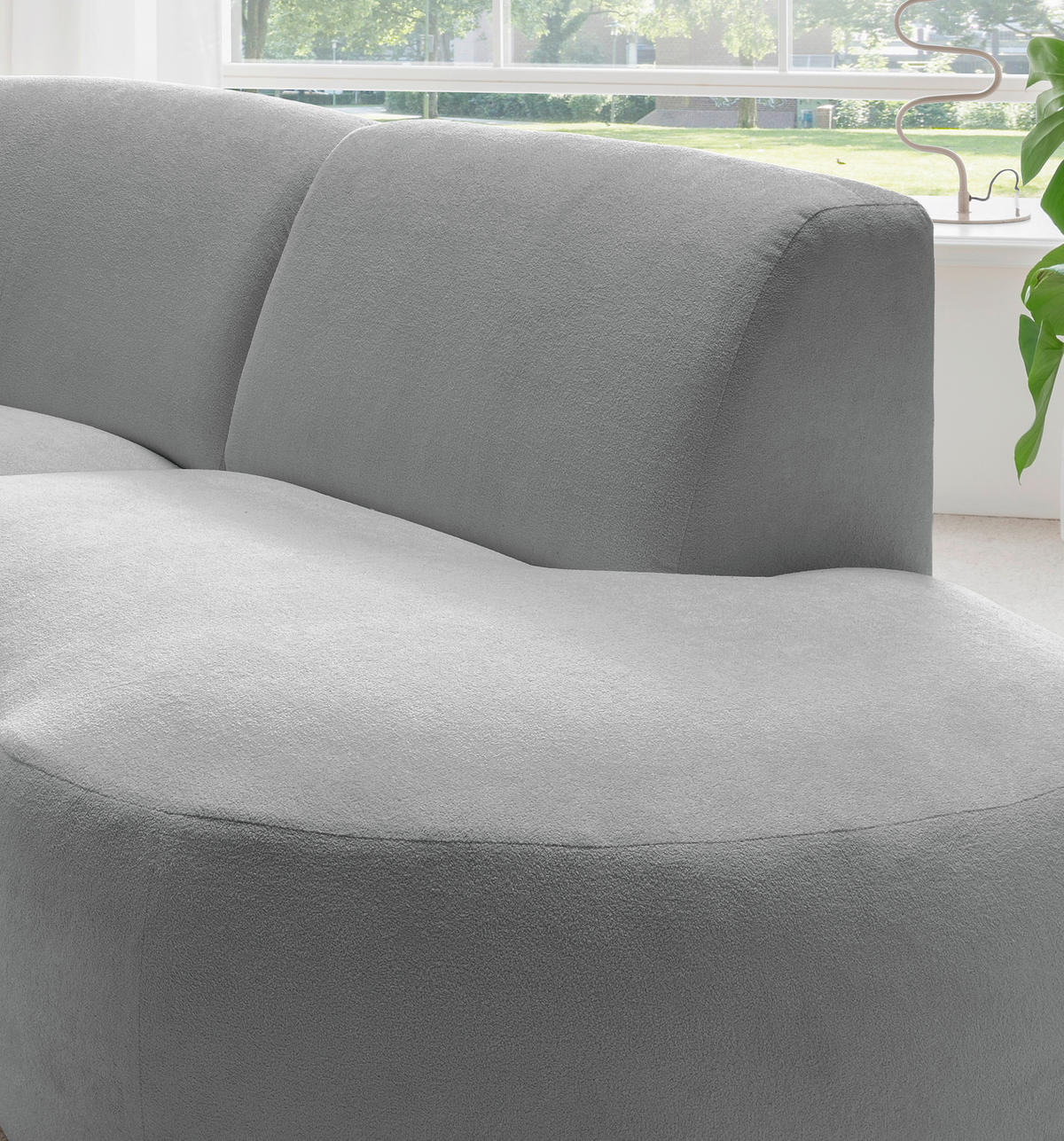 ECKSOFA in Mikrofaser Silberfarben  - Silberfarben/Schwarz, Modern, Kunststoff/Textil (276/182cm) - Livetastic