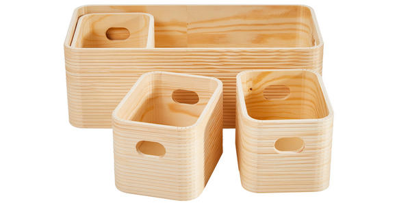 AUFBEWAHRUNGSBOXEN-SET - Naturfarben, Trend, Holz (35/17/12cm) - Ambia Home
