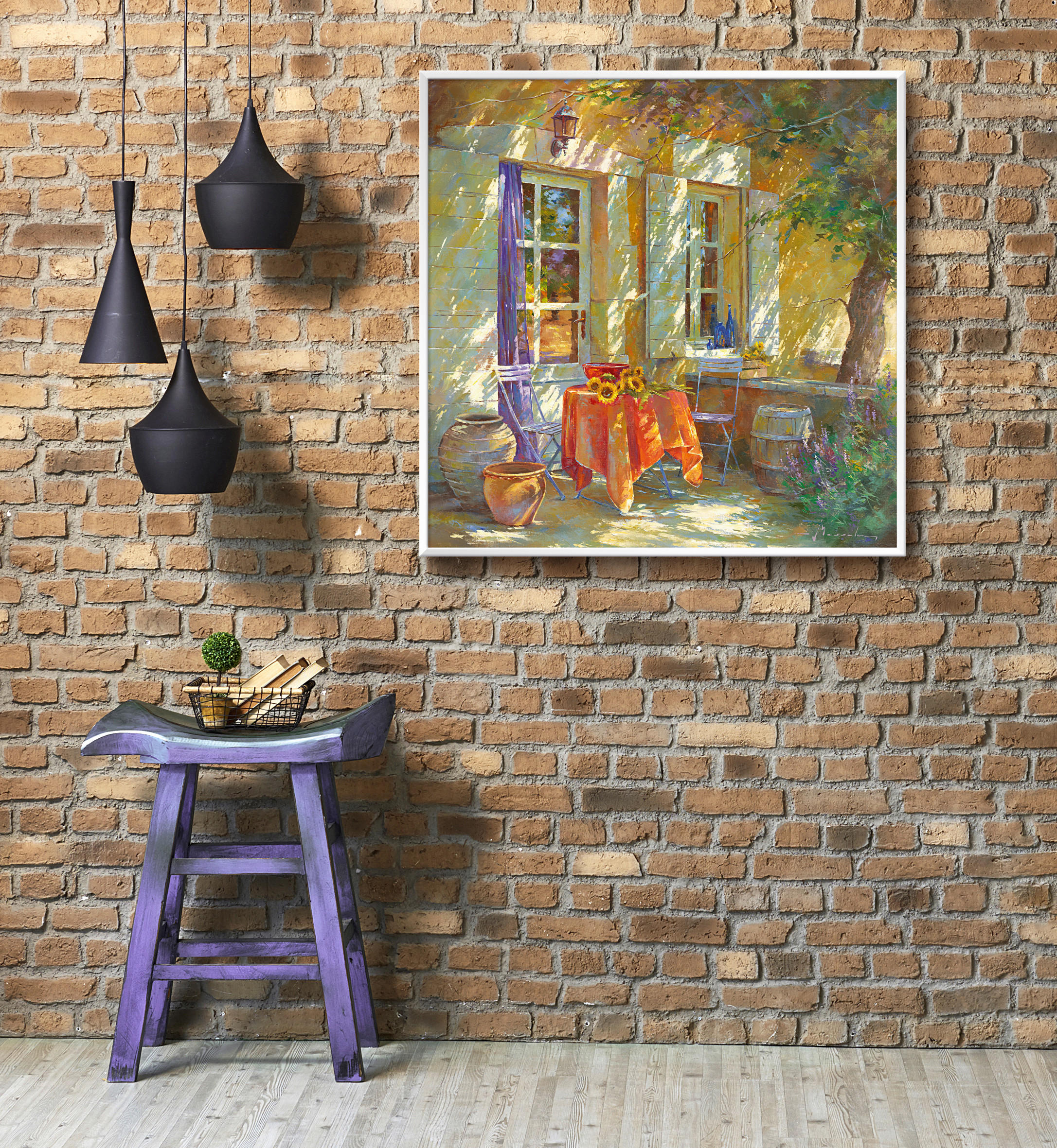 KUNSTDRUCK 50/50 cm  - Beige/Lila, Basics, Papier (50/50cm) - Monee