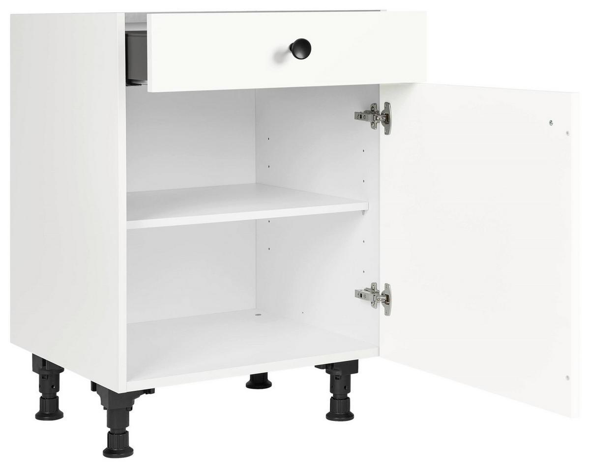 SCHUBKASTENUNTERSCHRANK 60/87/56 cm  in Weiß  - Schwarz/Weiß, MODERN, Holzwerkstoff/Metall (60/87/56cm) - Nobilia