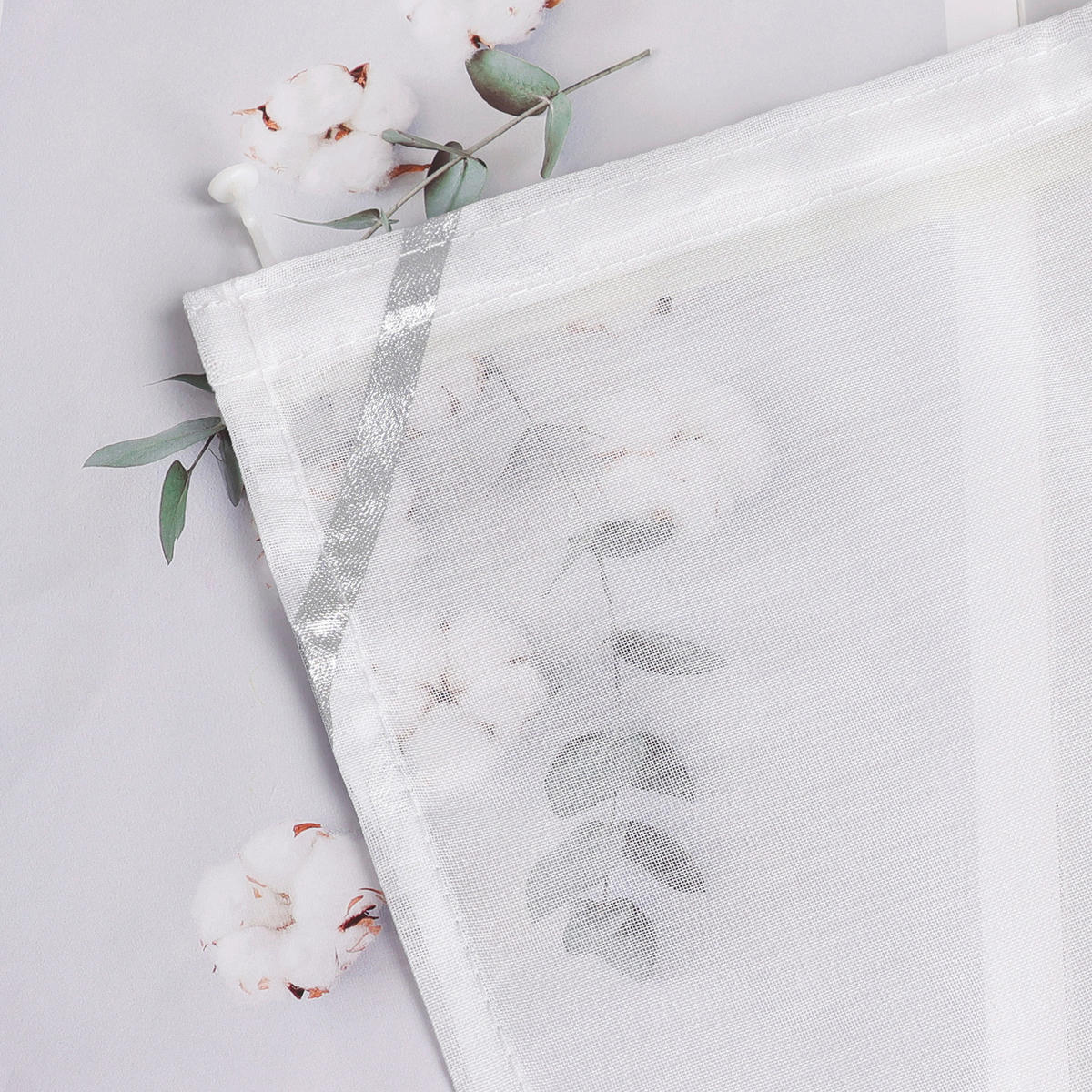 FLÄCHENVORHANG   transparent   57/145 cm  - Weiß Hochglanz/Silberfarben, Basics, Textil (57/145cm) - Joyswahl