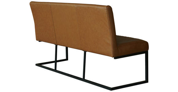 SITZBANK 170/92/63 cm  in Schwarz, Cognac  - Cognac/Schwarz, Design, Leder/Metall (170/92/63cm) - Ambia Home