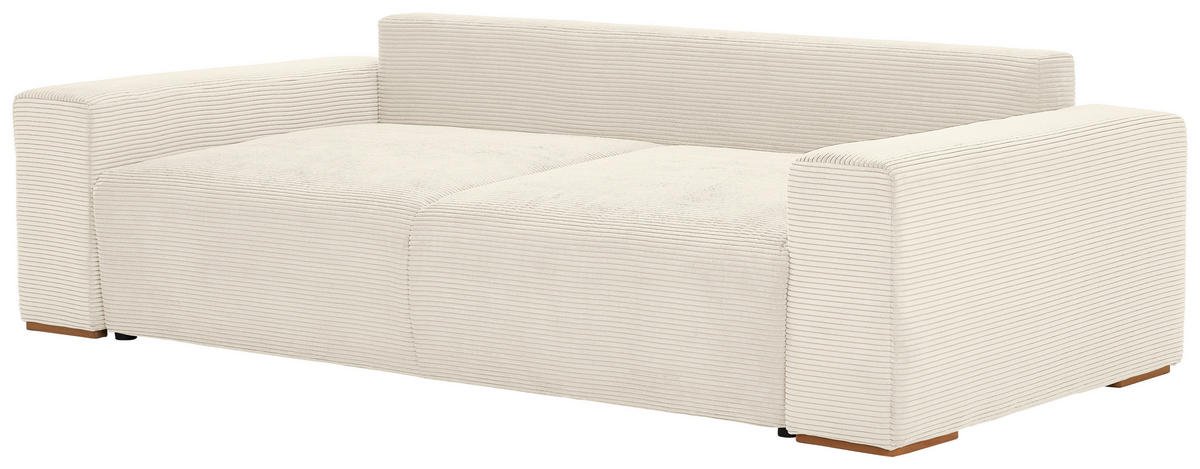 SCHLAFSOFA in Cord Creme  - Buchefarben/Creme, Konventionell, Holz/Kunststoff (255/86/123cm) - Livetastic