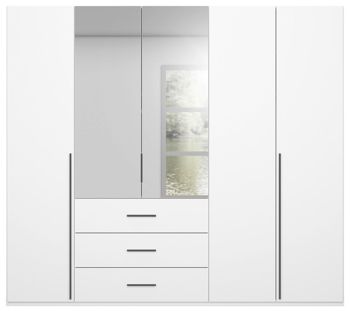 DREHTÜRENSCHRANK 251/223/60 cm,  in Weiß, 5-türig  - Graphitfarben/Weiß, Design, Glas/Holzwerkstoff (251/223/60cm) - home24