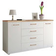 SIDEBOARD Weiß, Eiche Bianco  - Eiche Bianco/Schwarz, KONVENTIONELL, Holz/Holzwerkstoff (149/86/42cm) - Venda