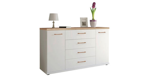 SIDEBOARD Weiß, Eiche Bianco  - Eiche Bianco/Schwarz, KONVENTIONELL, Holz/Holzwerkstoff (149/86/42cm) - Venda