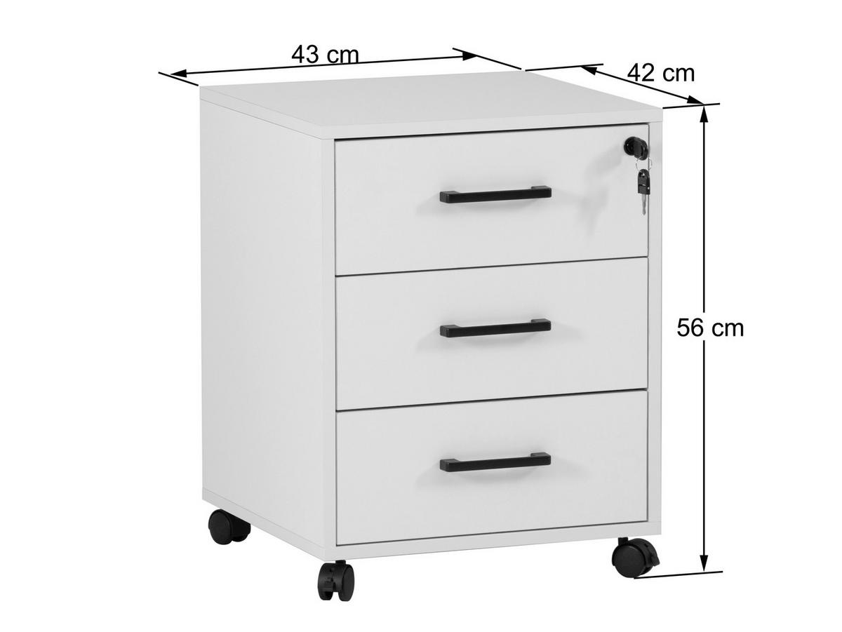 ROLLCONTAINER 43/56/42 cm  - Schwarz/Weiß, MODERN, Holzwerkstoff/Kunststoff (43/56/42cm) - Livetastic