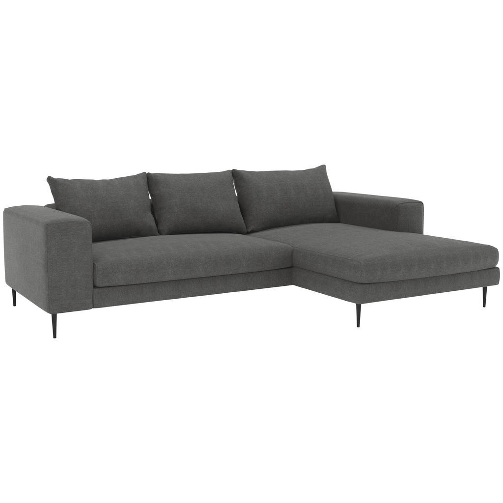 Thumbnail - Trendmanufaktur Ecksofa Aurora, Dunkelgrau, Textil, 4-Sitzer, Füllung: Schaumstoff, Silikon, Ottomane rechts, L-Form, 27...