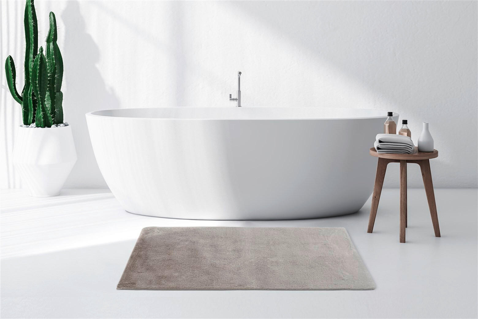 BADEMATTE 70/130 cm Hellgrau  - Hellgrau, KONVENTIONELL, Kunststoff/Textil (70/130cm)