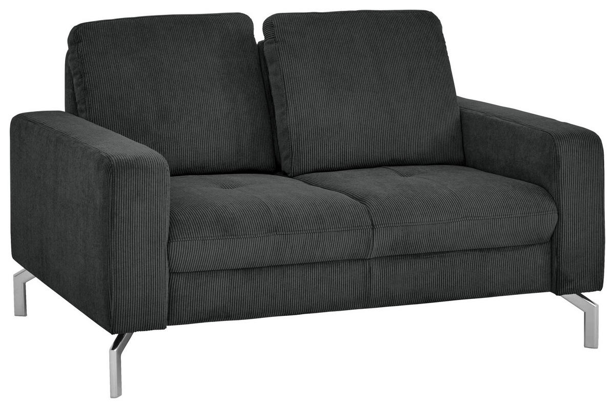 2-SITZER-SOFA  in Feincord Anthrazit  - Chromfarben/Anthrazit, Design, Textil/Metall (142/87/105cm) - Beldomo Style