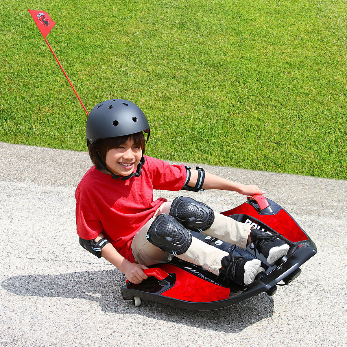 KINDERRODEL mit Akku - Rot/Schwarz, Design, Kunststoff/Metall (64/79/21,3cm)
