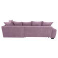 ECKSOFA Lila Cord Rückenkissen, Armlehnenkissen, Bettkasten, Schlaffunktion, Rücken echt, Liegefläche im Originalstoff  - Lila/Schwarz, KONVENTIONELL, Kunststoff/Textil (304/212cm) - Carryhome
