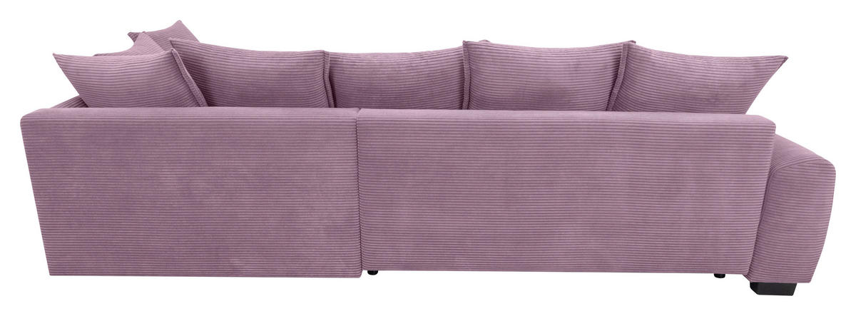 ECKSOFA Lila Cord Rückenkissen, Armlehnenkissen, Bettkasten, Schlaffunktion, Rücken echt, Liegefläche im Originalstoff  - Lila/Schwarz, KONVENTIONELL, Kunststoff/Textil (304/212cm) - Carryhome