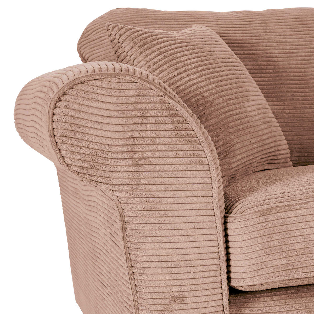 3-SITZER-SOFA in Cord Altrosa  - Dunkelbraun/Altrosa, Konventionell, Holz/Textil (215/70/90cm) - home24