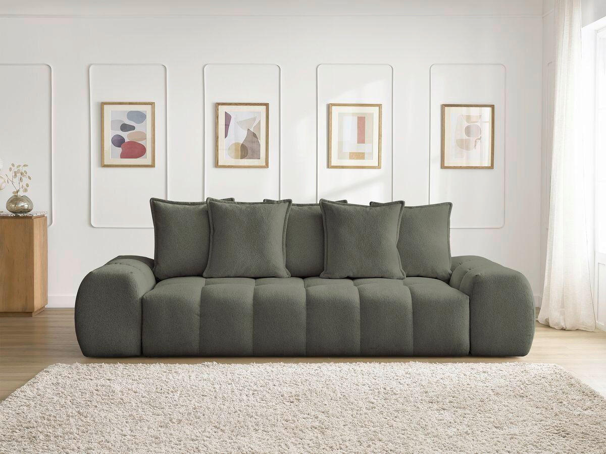 SCHLAFSOFA EVEREST  mit Armteil links, Armteil rechts Flachgewebe Grün  - Schwarz/Grün, MODERN, Kunststoff/Textil (278/115/90cm) - Livetastic