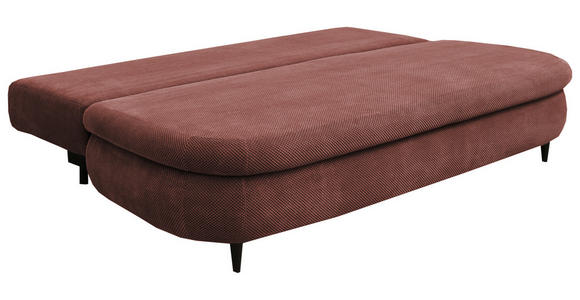 SCHLAFSOFA Simon Plüsch, Webstoff Terracotta  inkl. Rücken echt, Schlaffunktion, Bettkasten, Rückenkissen  - Terracotta/Schwarz, Design, Textil (213/89/105cm) - Novel