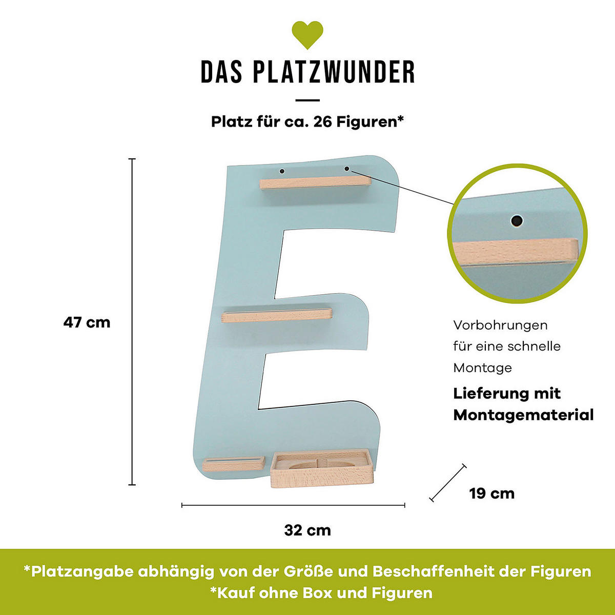 KINDERREGAL Grün  - Grün, MODERN, Holzwerkstoff (32/47/19cm) - MID.YOU