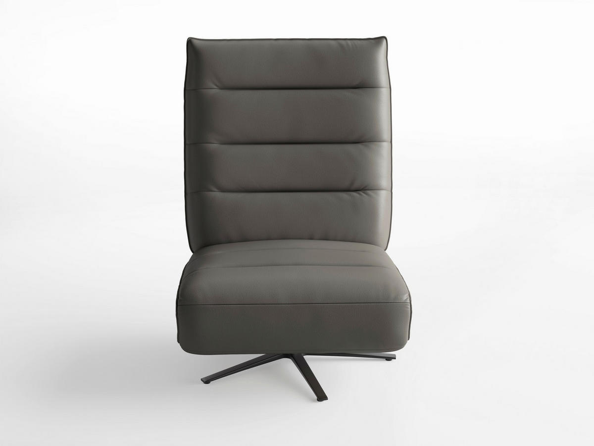 RELAXSESSEL EVE E Echtleder Kopfteilverstellung, Rücken echt    - Anthrazit/Schwarz, Basics, Leder/Metall (80/109/98cm) - Sit & More