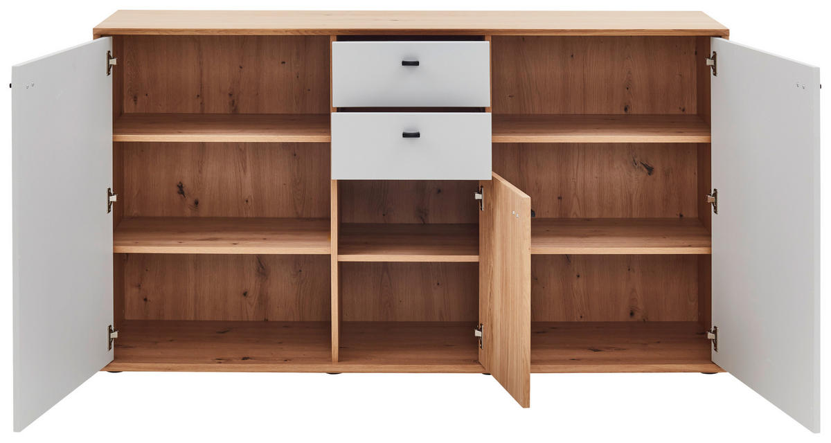 SIDEBOARD Weiss, Eiche Bianco  163,8/89,3/45 cm  - Weiss/Eiche Bianco, Design, Holz/Holzwerkstoff (163,8/89,3/45cm) - Novel
