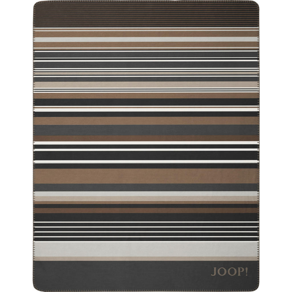 Thumbnail - Joop! Wohndecke Lines, Braun, Graphit, Grau, Textil, Streifen, 150x200 cm, Made in Germany, Oeko-Tex® Standard 100, Kett...