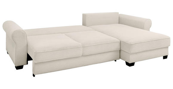 ECKSOFA Creme Cord  - Creme/Schwarz, KONVENTIONELL, Kunststoff/Textil (318/197cm) - Hom`in