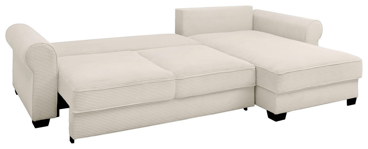 ECKSOFA in Cord Creme  - Creme/Schwarz, Konventionell, Kunststoff/Textil (318/197cm) - MID.YOU