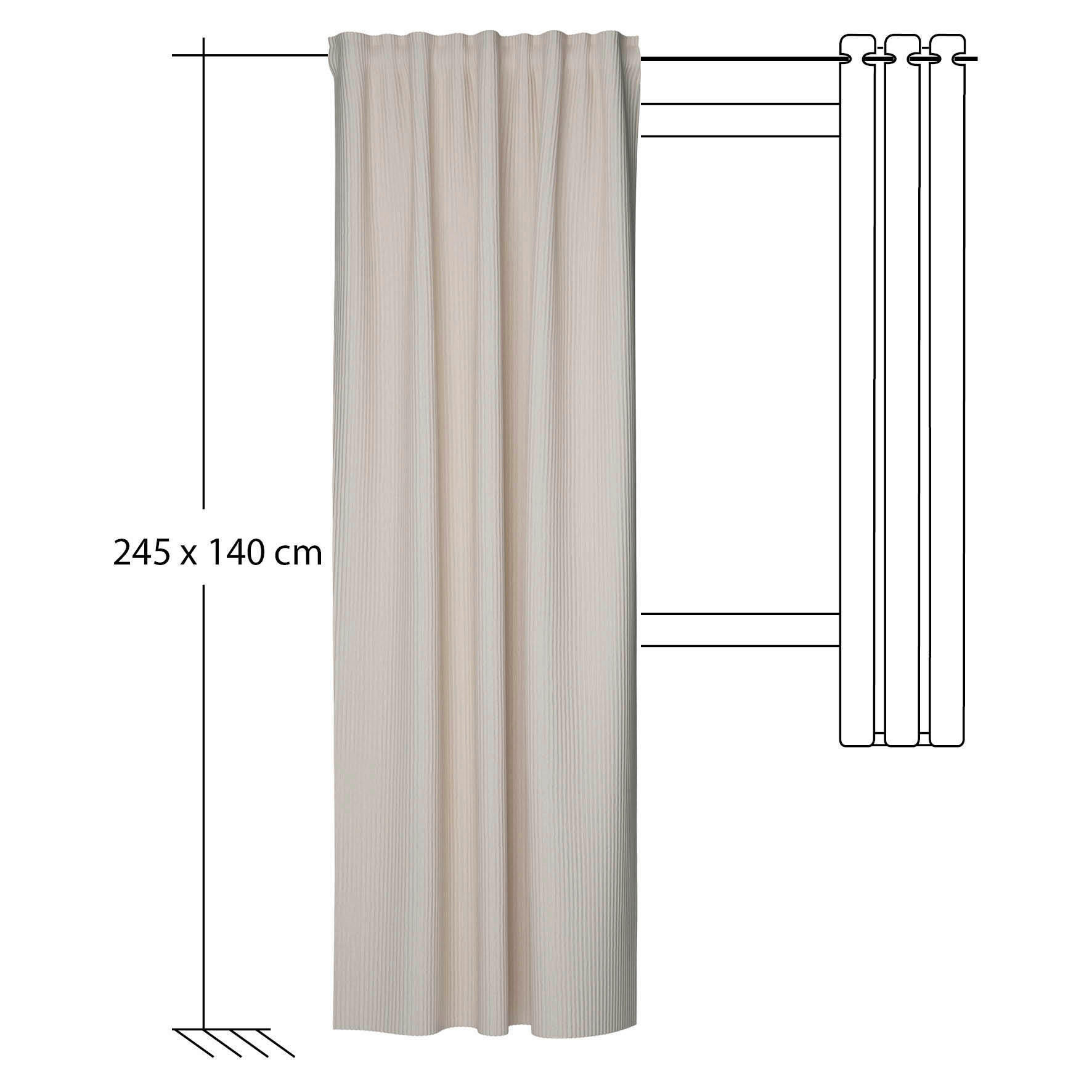 FERTIGVORHANG blickdicht  - Beige, Basics, Textil (140/245cm)