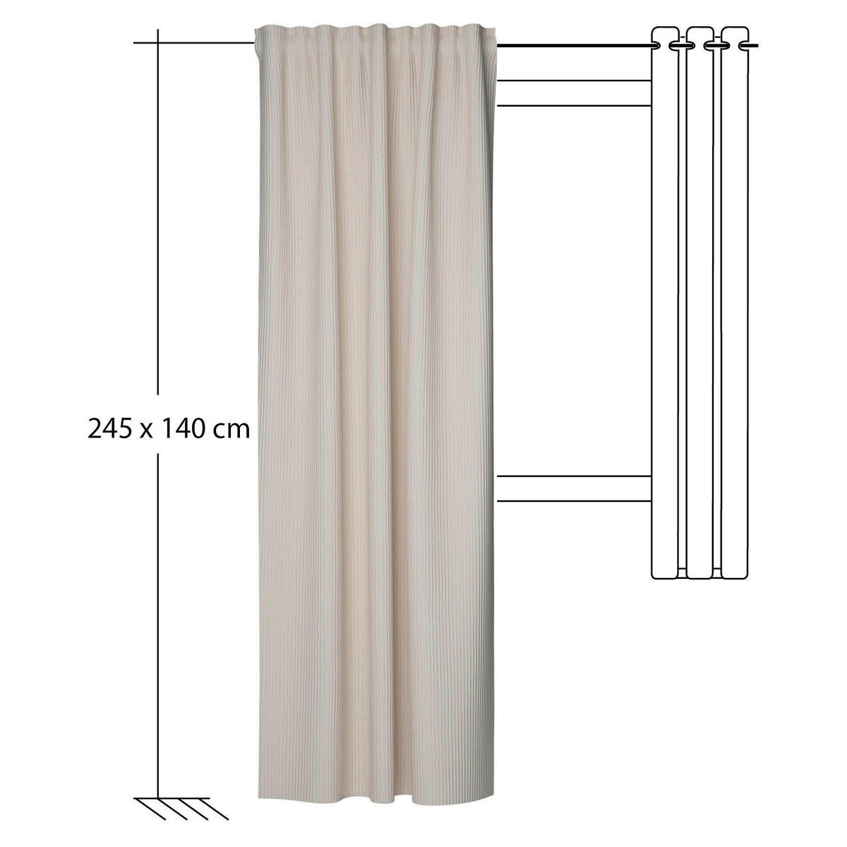 FERTIGVORHANG  blickdicht  140/245 cm   - Beige, Basics, Textil (140/245cm)