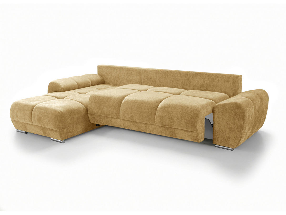 ECKSOFA  in Chenille Senfgelb  - Chromfarben/Senfgelb, KONVENTIONELL, Kunststoff/Textil (183/290cm) - Xora