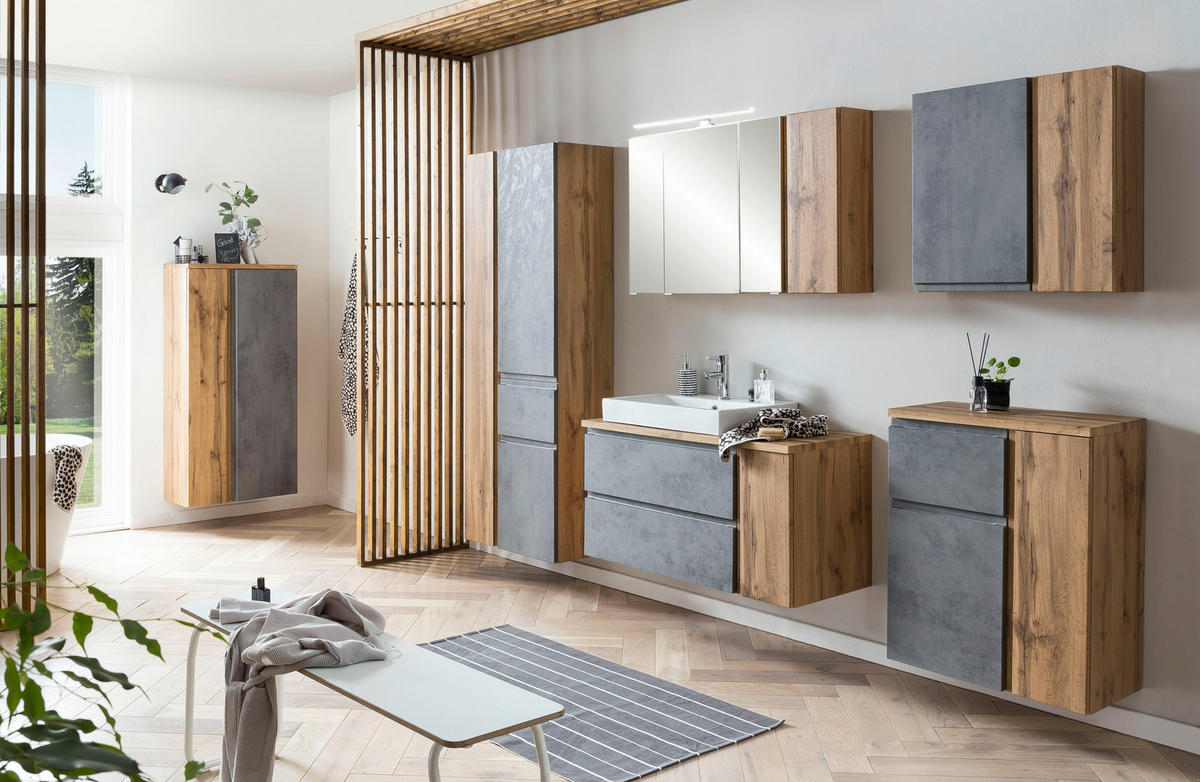 VYSOKÁ SKRINKA, dub wotan, 65/180/35 cm - svetlosivá/dub wotan, Modern, kompozitné drevo (65/180/35cm) - Held