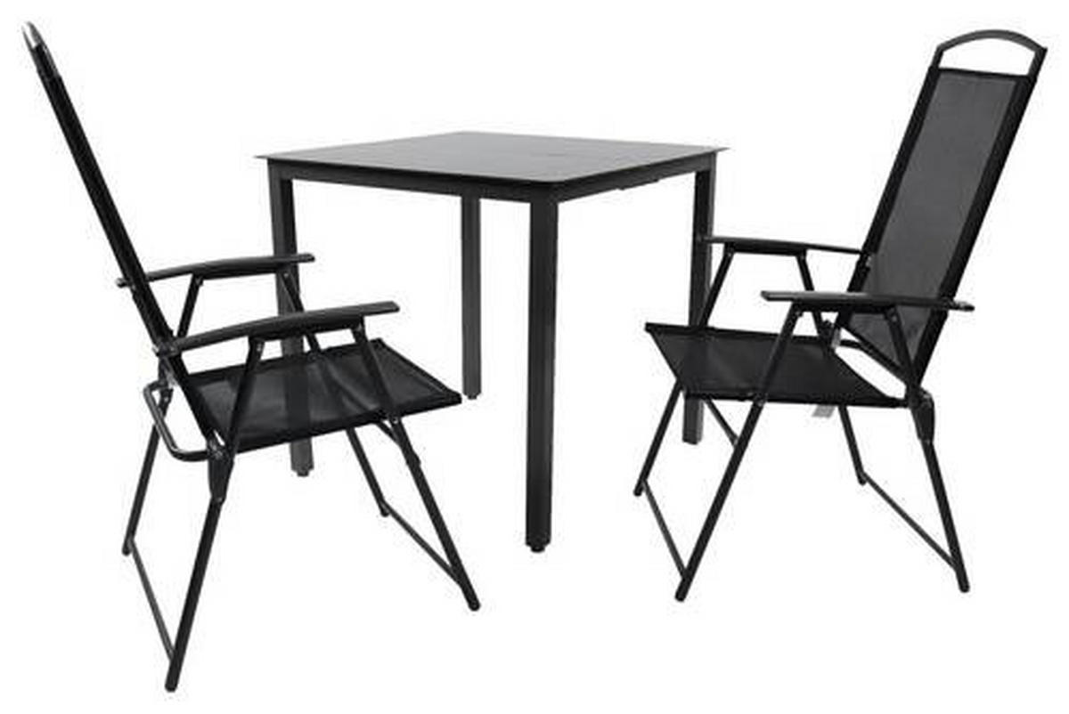GARTENTISCHGRUPPE   - Anthrazit/Schwarz, Basics, Glas/Metall - Gardenson