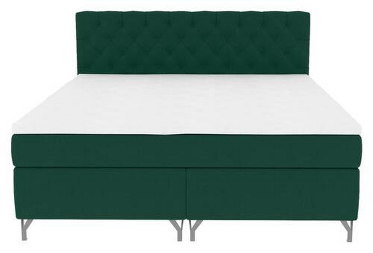 BOXSPRINGBETT 140/200 cm  in Dunkelgrün  - Chromfarben/Dunkelgrün, Konventionell, Textil/Metall (140/200cm) - Carryhome